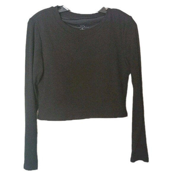 Klassy Network Tops - Klassy Network Cropped Top Size XL Black Built In Bra Ribbed  Althleisure